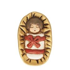 THUN® - Gesù Bambino nella Mangiatoia - Versione Rossa - Statuine Presepe Classi