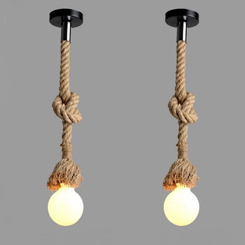 Lampadario corda canapa - lampadario, di