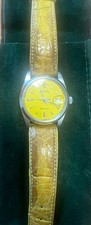 rolex PRECISION DATE vintage uomo, cinturino e quadrante Giallo, Vetro Plastica