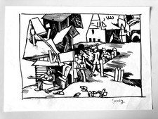 RUDI GOROG disegno firmato (bozzetto)