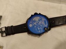 WATCH DIESEL DZ7127 BLUE AND BLACK BRACELET LEATHER ORIGINAL USED