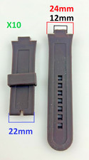 Lotto 10 Cinturini Orologio Generico Silicone Marrone Uomo Attacco 24mm Sport
