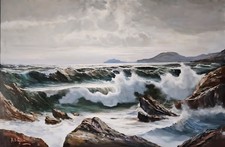 Bruno Di Giulio - Mare in burrasca, olio su tela cm 150x100