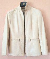 BURBERRY Donna Giacca in Pelle Colore Bianco Avorio Woman Jacket Taglia 40 - M/L