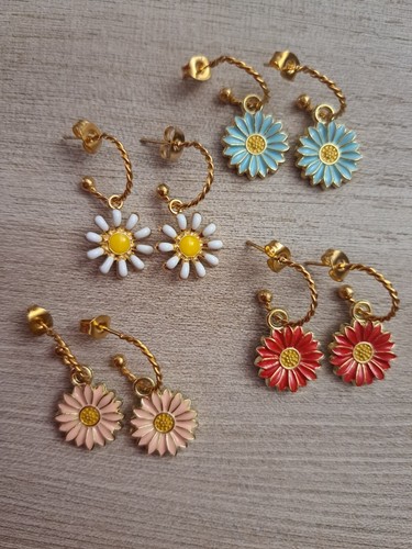 Orecchini acciaio con fiore - acciaio,