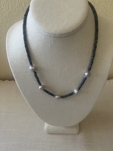 Collana perle grigie - collana,