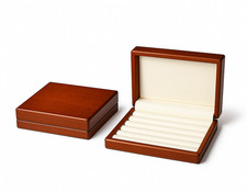 Custodia Porta Anelli in Legno Noce 7 Posti – Astuccio Gioielli Similpelle