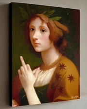 Ritratto mitico quadro DITO MEDIO con COA - Insegna Old Master 40X30cm Hitt