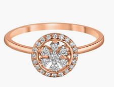 0.58ct Naturale Diamante Rotondo 14k Massiccio Oro Rosa Rubino Anniversario Da