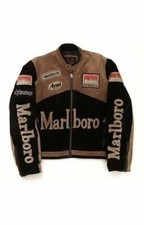 Giacca da biker Marlboro da uomo vintage racing rara vera giacca in pelle...