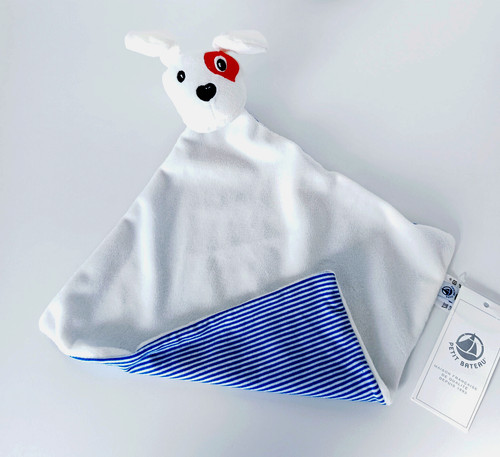 Doudou plat chien blanc noir - blanc,