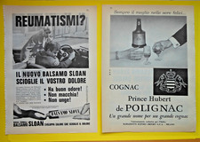 PUBBLICITÀ ADVERTISING 1960 BALSAMO SLOAN + COGNAC PRINCE HUBERT DE POLIGNAC