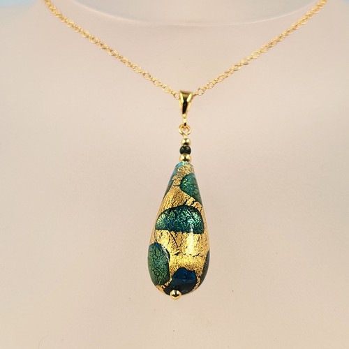Collana murano verde argento - murano, verde,