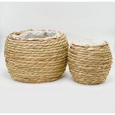 Set di 2 Cesti Cestini rotondi in vimini impermeabili 182P