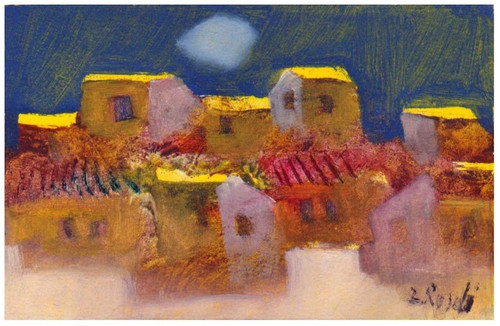 Paesaggio con case rosati - paesaggio,