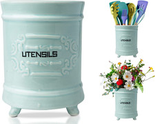 Portautensili in Ceramica Blu Francese – Portautensili Da Cucina in Stile Vintag