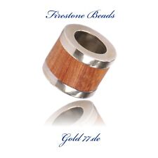 Perline perle barba perla acciaio inox foro grande con inserto in legno CNC Firestone BeadsNr22