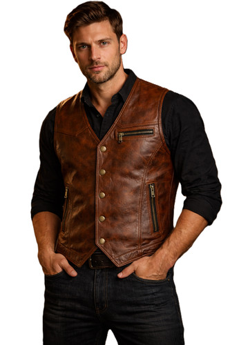 Gilet biker uomo - pelle, bovina