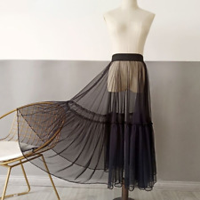 Ruffles Women Skirt Mesh Sheer
