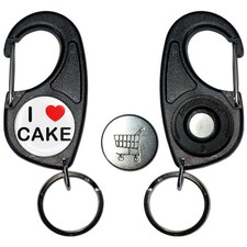 Cake I Love Carabiner £1/€1 Token Key Ring (65mm x 33mm)