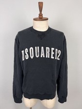 Felpa uomo DSQUARED2 nera grande stampa logo manica lunga maglia stretta taglia L