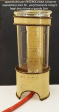 ANTICO CLISTERE ENTEROCLISMA di VINTAGE METALLO E CAMPANA in VETRO da ANNI 50