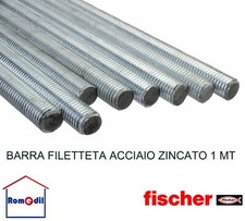 BARRA FILETTATA ACCIAIO ZINCATO 8.8 M4 M6 M8 M10 M12 M14 M16 M18 M20 FISCHER 1mt