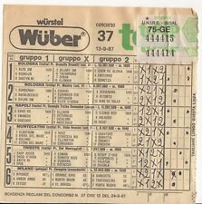 Schedina Giocata TOTIP 13-9-1987 Concorso 37 Corse cavalli-Spot Wurstel Wuber
