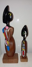Frank Coronado Scultura Mogano Arte Mid Century Vintage Totem Coppia 