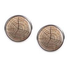 Mylery coppia orecchini con motivo struttura legno albero ceppo venatura legno argento 