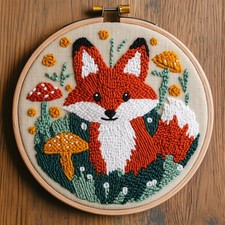 Foxy Punch Needle Craft Kit - Set da ricamo fai da te per principianti - Fox Design con