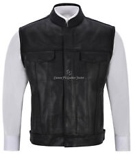 Gilet SOA nero pelle di mucca