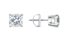 IGI 2 Ct Cushion Lab Created Grown Diamond Earrings 14K White Gold E/VVS Screw