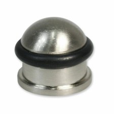 Fermaporta da pavimento in acciaio a cilindro con gommino antiurto 91105