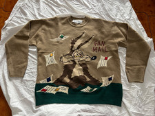 ICEBERG CASTELBAJAC Pullover Sweater Wile E coyote Wool RARE XL