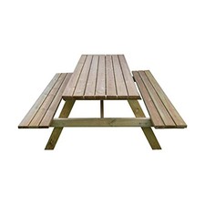 Tavolo con panche da giardino pic-nic esterno 180 x 170 x 70 cm in legno di pino