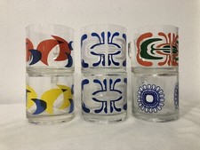 FERRERO NUTELLA TAZZA BICCHIERE VETRO BIANCO BLU VINTAGE LOTTO 6 PEZZI ANNI 80