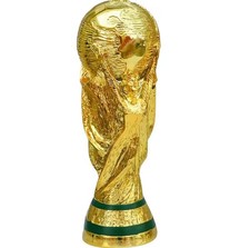 Coppa del Mondo Calcio Trofeo Decorativo in Resina Dorata Regalo Tifosi Mondiali