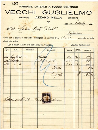 1931 azzano mella fornace - 1931,