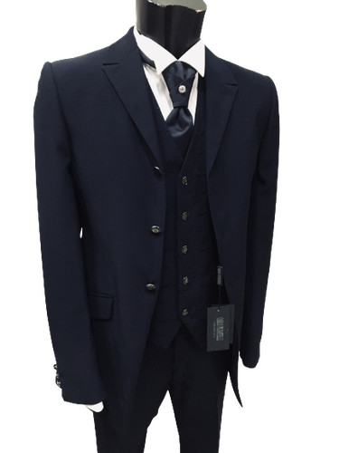 Abito sposo blu unito - ,