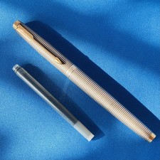 Penna stilografica vintage Parker 75 argento sterling Cisele Vermeil ORO 14k pennino med