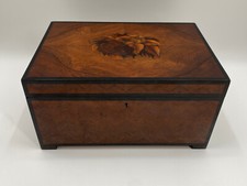 * SCATOLA ANTICA BIEDERMEIER SPINA DI PESCE INTARSIATO MOGANO GIOIELLI BAULE MARKET