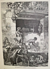 STAMPA del 1883 NAPOLI UN FORNO PANE da L'ITALIE PITTORESQUE cm 17,5x12-675