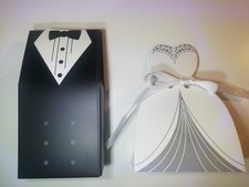 Decoupage: porta confetti sposi - 46 scatoline a forma di sposo e di sposa