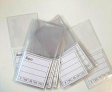 25 BUSTINE doppie economiche e cartellino MISURA 45 x 45 mm per inserire monete