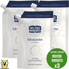 NEUTRO ROBERTS RICARICA SAPONE LIQUIDO IDRATANTE  MANI VISO CORPO 400ML 3 PEZZI