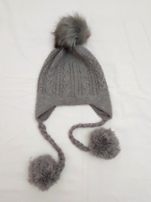 CAPPELLO BAMBINA invernale con pon pon e trecce laterali grigio Tg unica usato