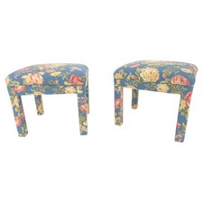 Coppia di panche decorative stile tappezzeria arazzo vintage c1970 come nuove!