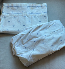 Set lenzuola gemelle vintage Laura Ashley Bembridge piatte fiori blu difetti LEGGI