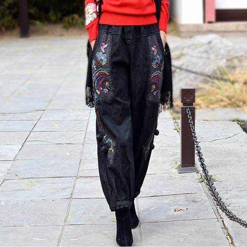 Pantaloni denim etnici donna - denim,